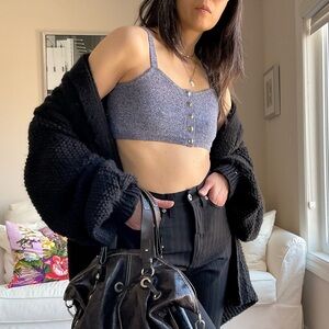 Knit cropped strap top